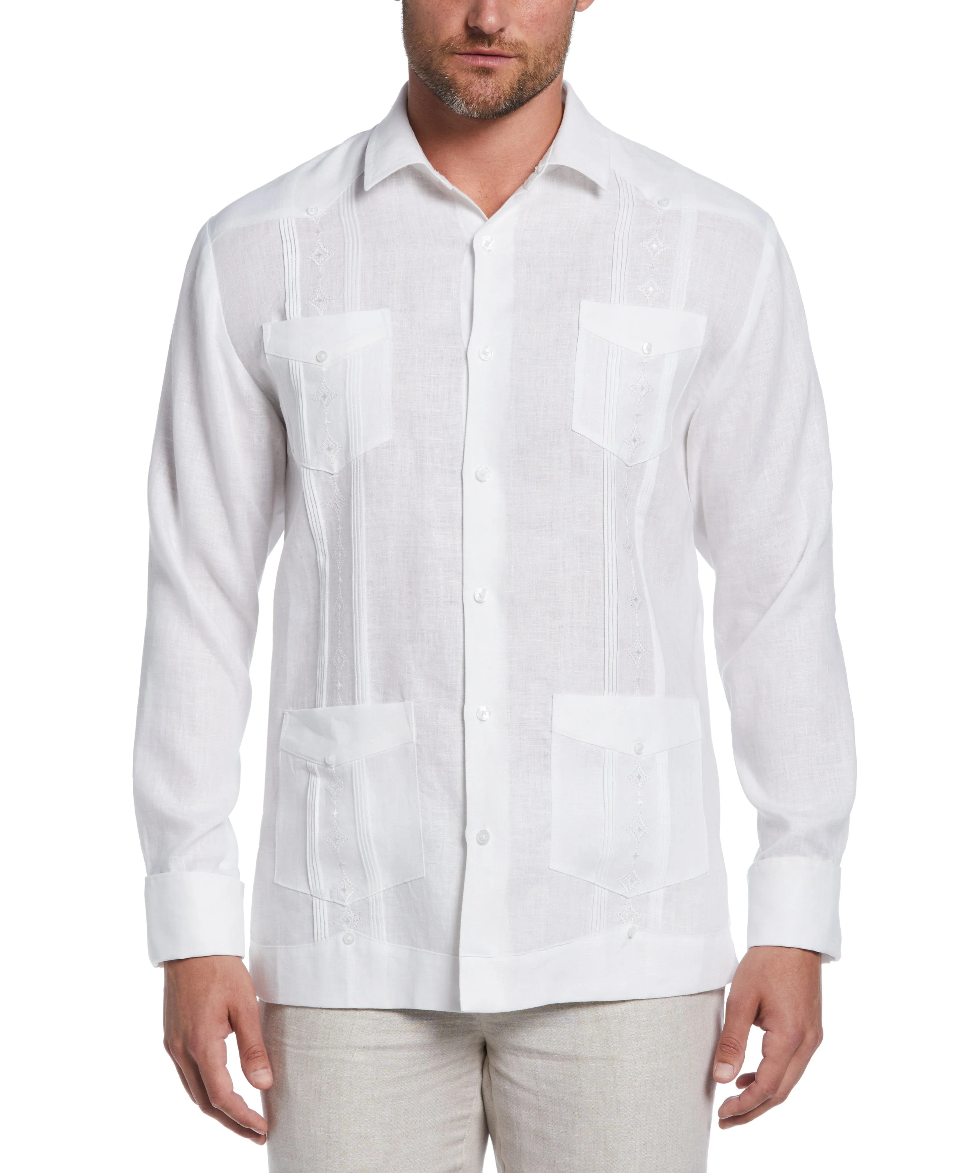 Linen Embroidered French Cuff Guayabera Shirt sold by Cubavera
