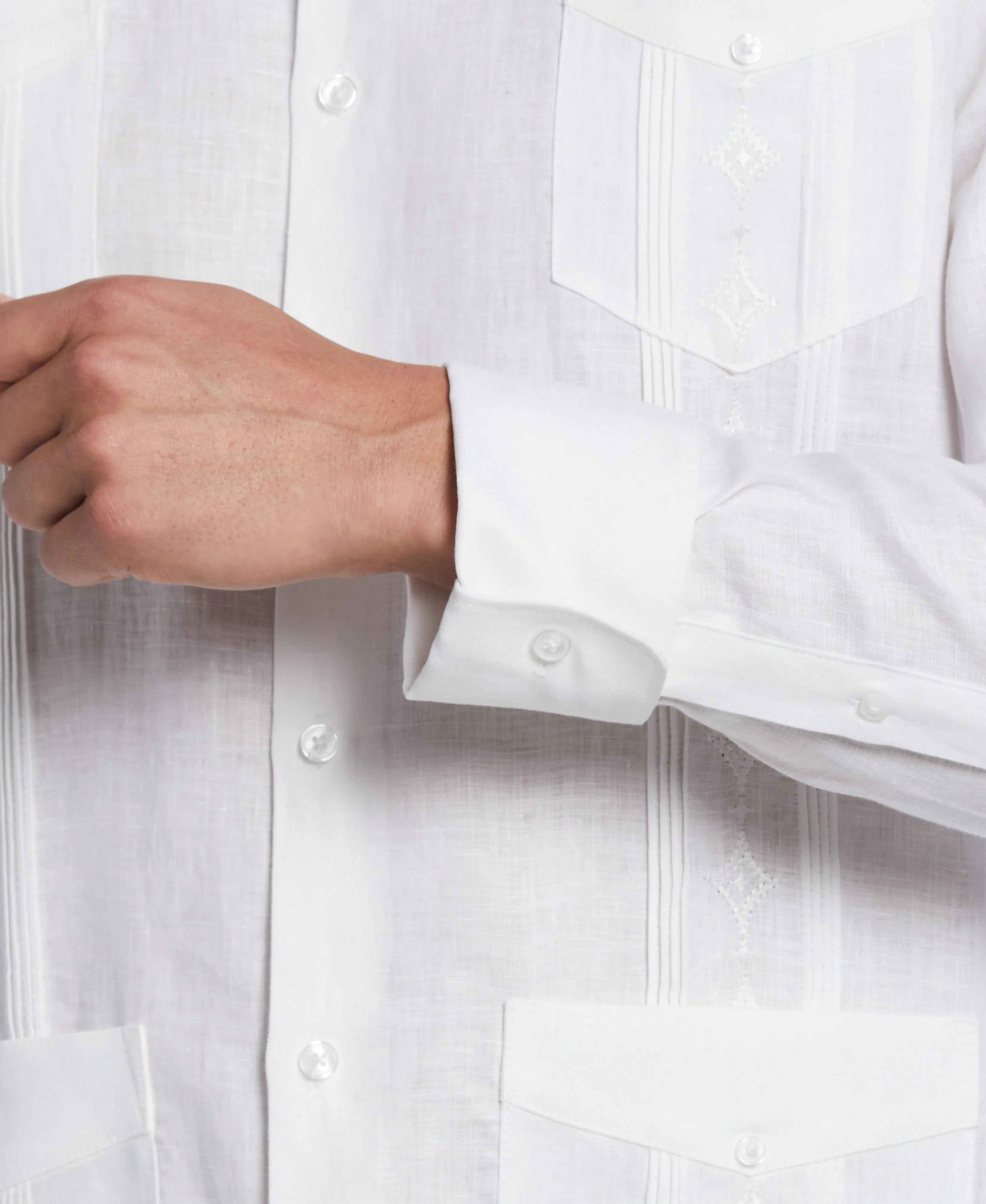 Linen Embroidered French Cuff Guayabera Shirt sold by Cubavera product image thumbnail 4