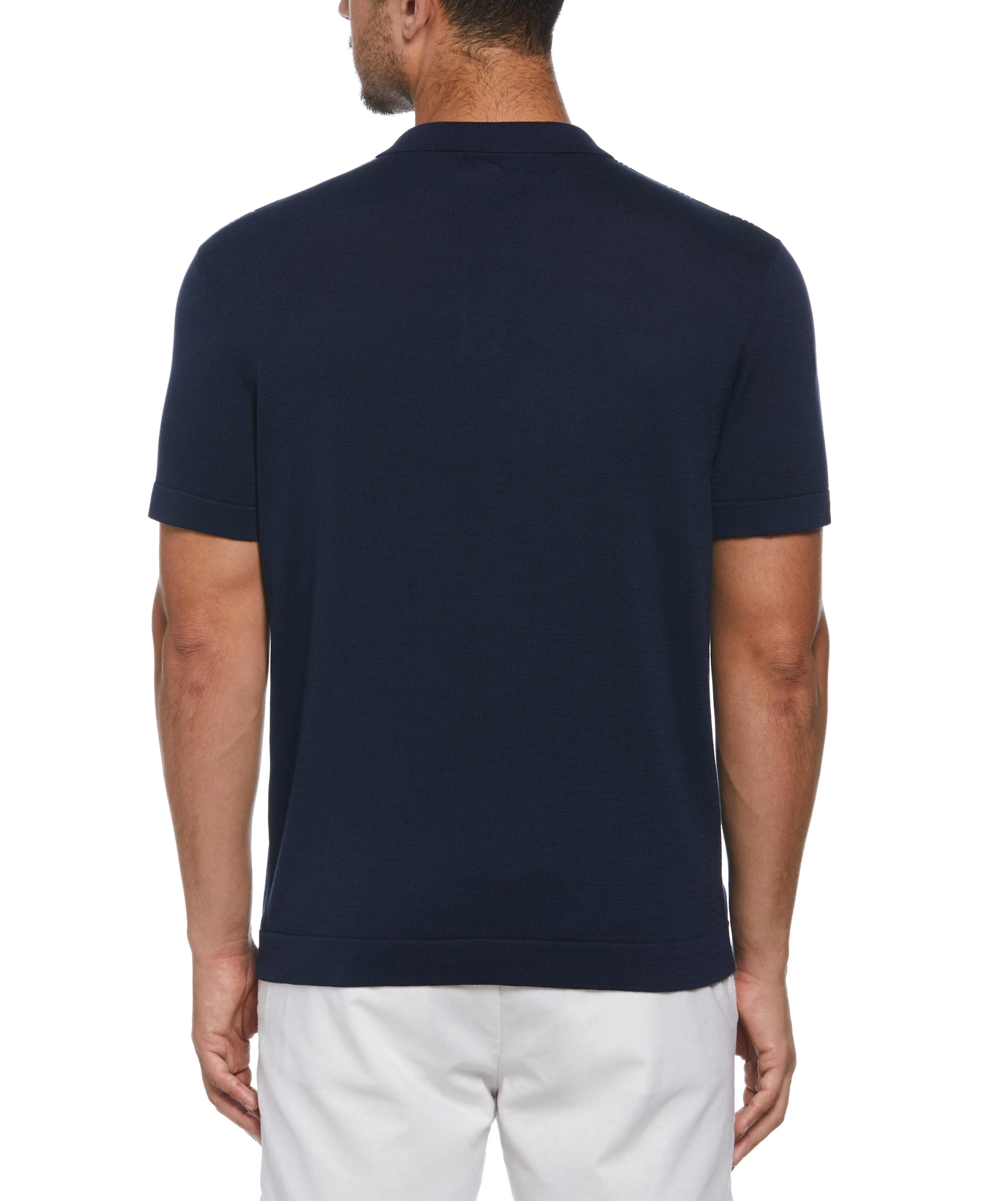 Striped Johnny Collar Polo Sweater sold by Cubavera product image thumbnail 2