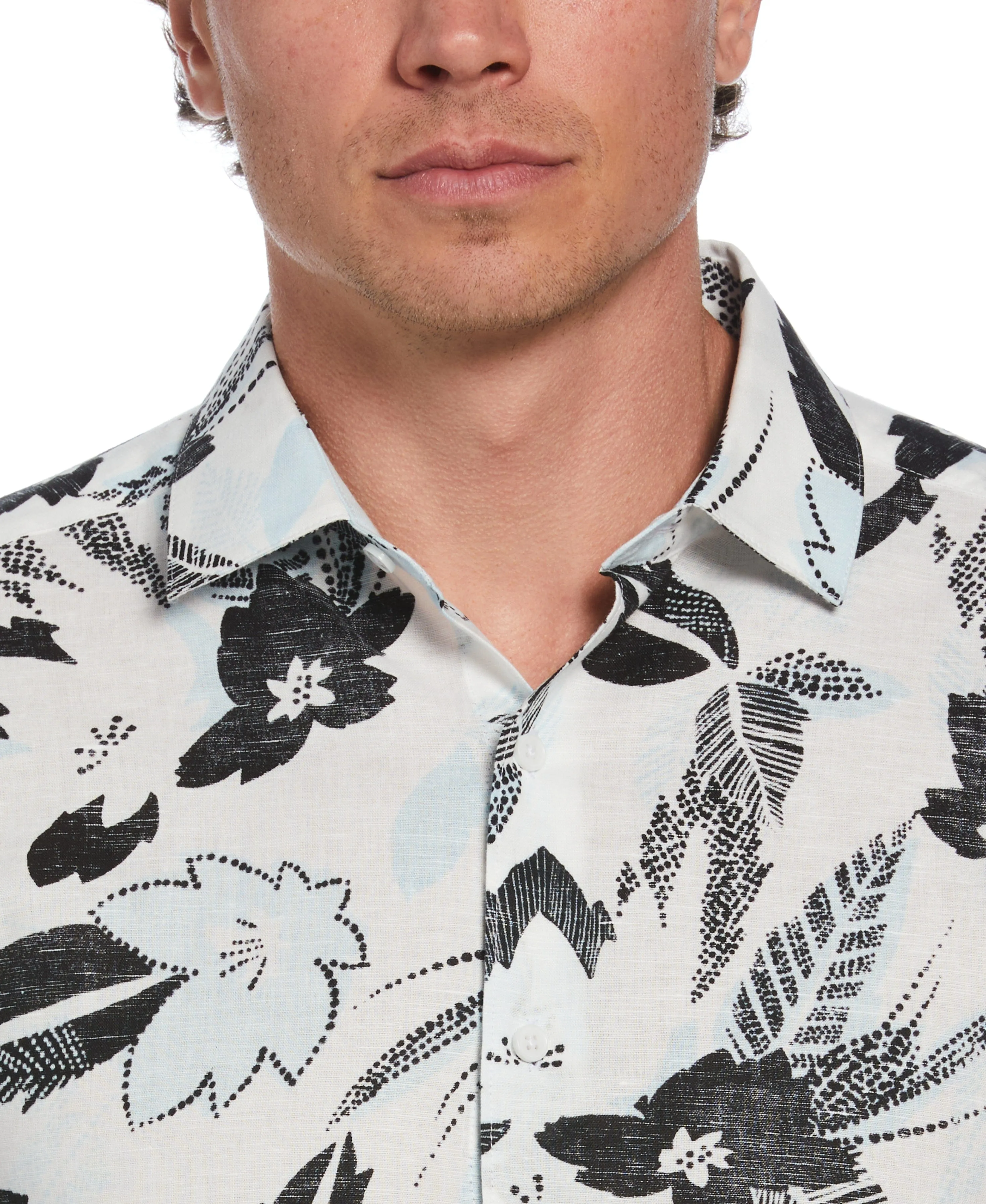 Linen Blend Abstract Floral Print Shirt sold by Cubavera product image thumbnail 4