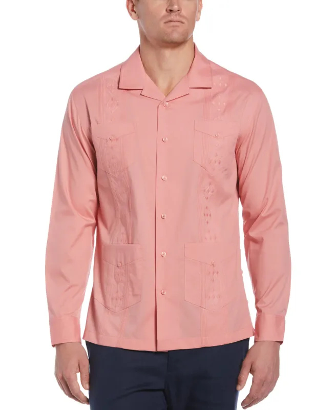 Camp Collar Embroidered Long Sleeve Guayabera sold by Cubavera