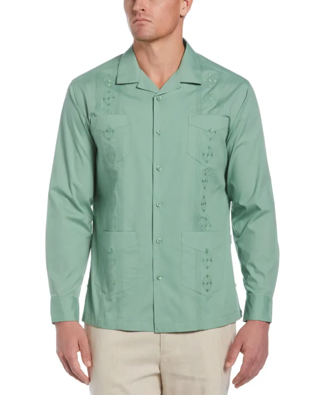 Camp Collar Embroidered Long Sleeve Guayabera sold by Cubavera