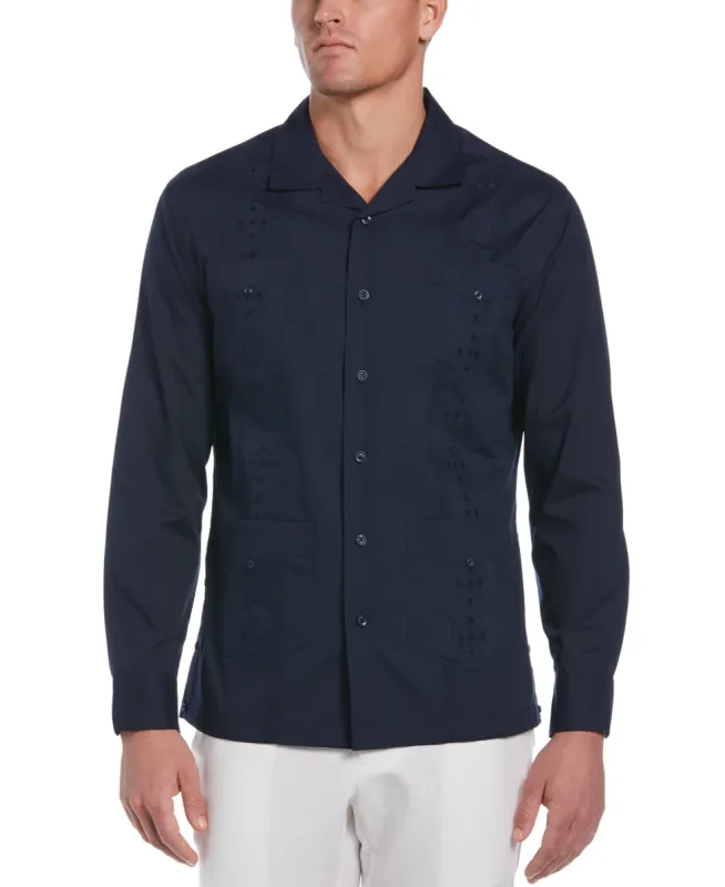 Camp Collar Embroidered Long Sleeve Guayabera sold by Cubavera