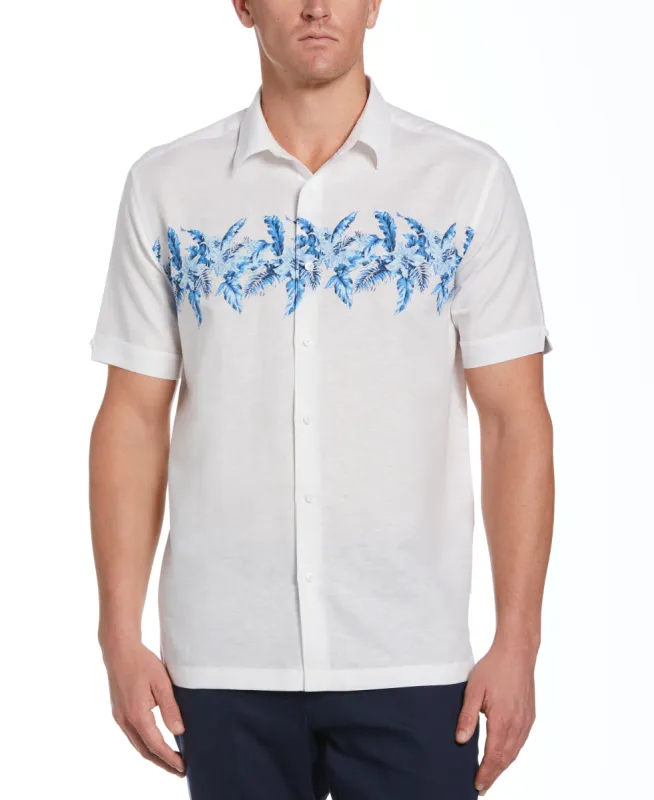 Linen Blend Tropical Chest Print Shirt sold by Cubavera