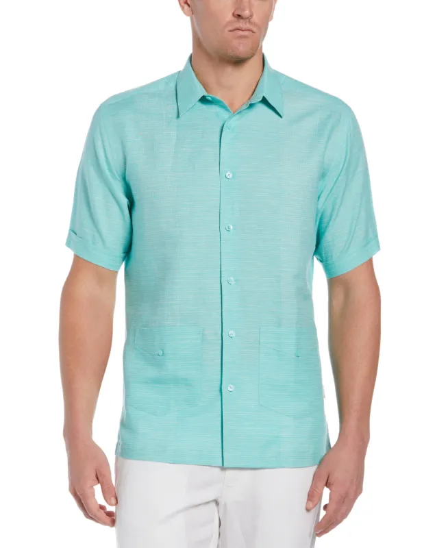 Linen-Blend Yarn Dye Stripe Guayabera Shirt made by Cubavera