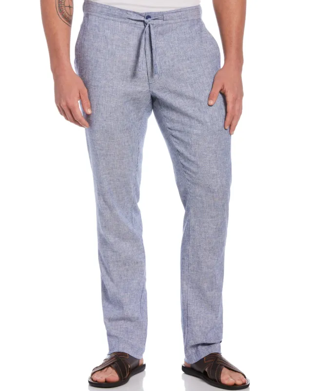 Linen Blend Mini Stripe Drawstring Pants sold by Cubavera