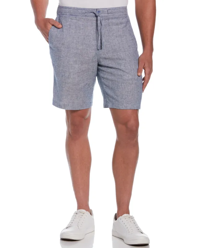 Linen Blend Mini Stripe Drawstring Shorts sold by Cubavera