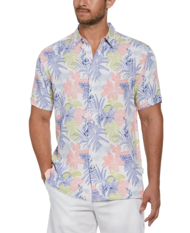 Big & Tall Textured Floral Leaf Print Shirt sold by Cubavera