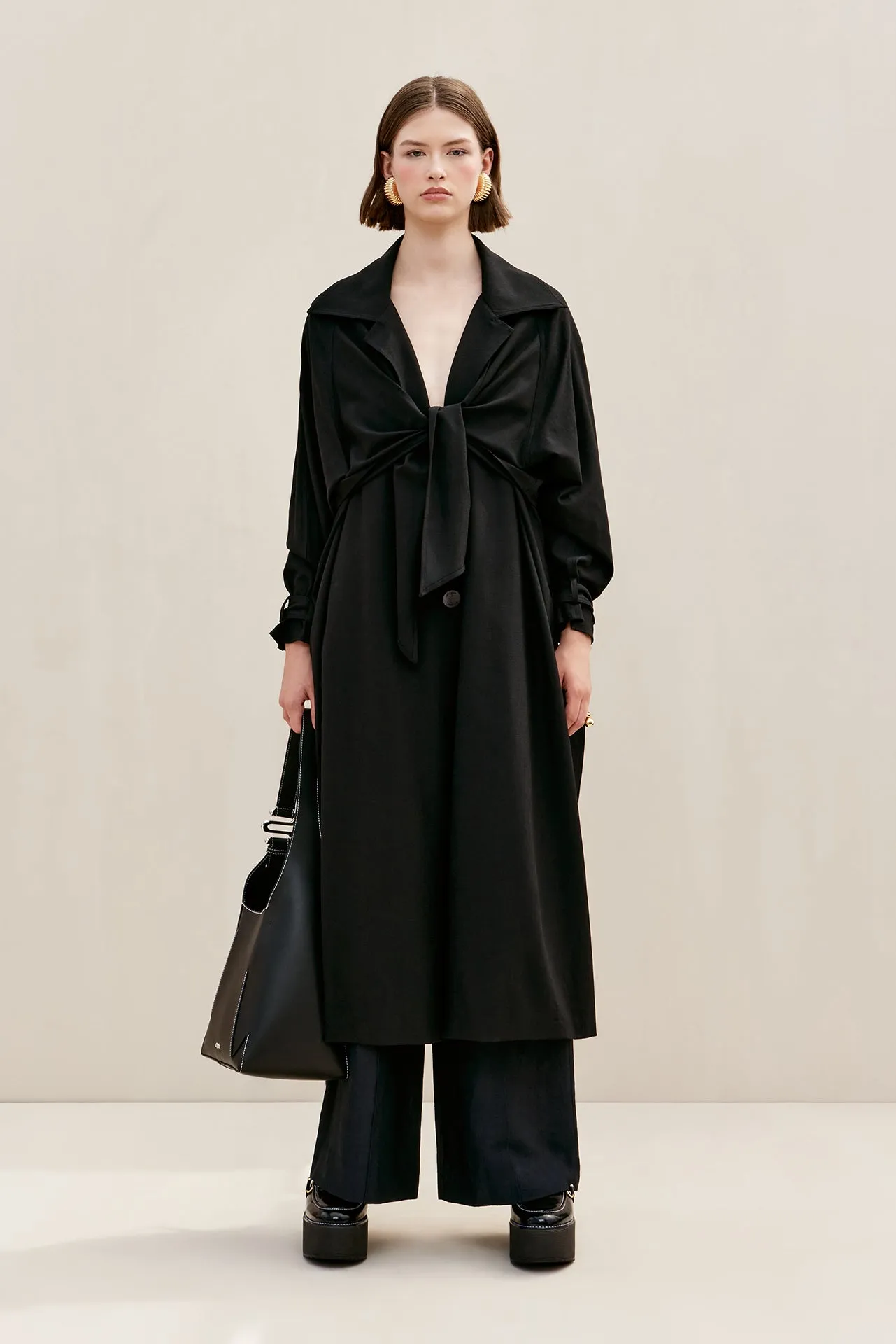 APRIL TRENCH COAT - BLACK sold by Cult Gaia