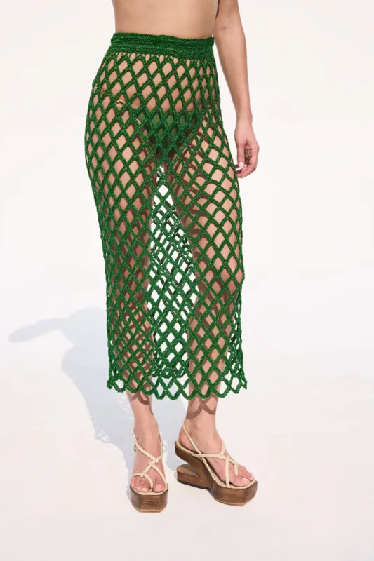 FINN KNIT CROCHET SKIRT - BASIL sold by cult gaia