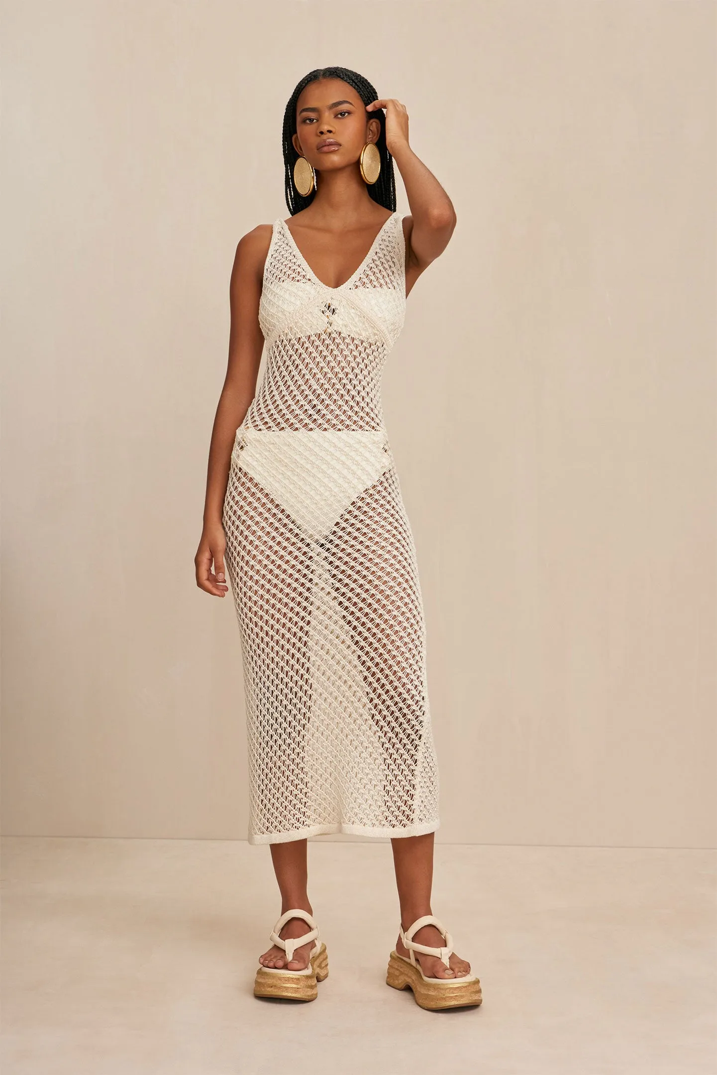 SULIVAN KNIT COVERUP - OFF WHITE sold by Cult Gaia