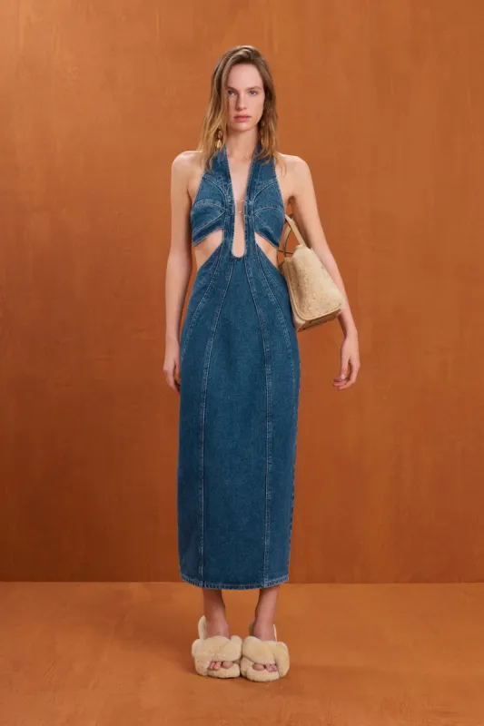 ABI JEAN DRESS - INDIGO sold by Cult Gaia