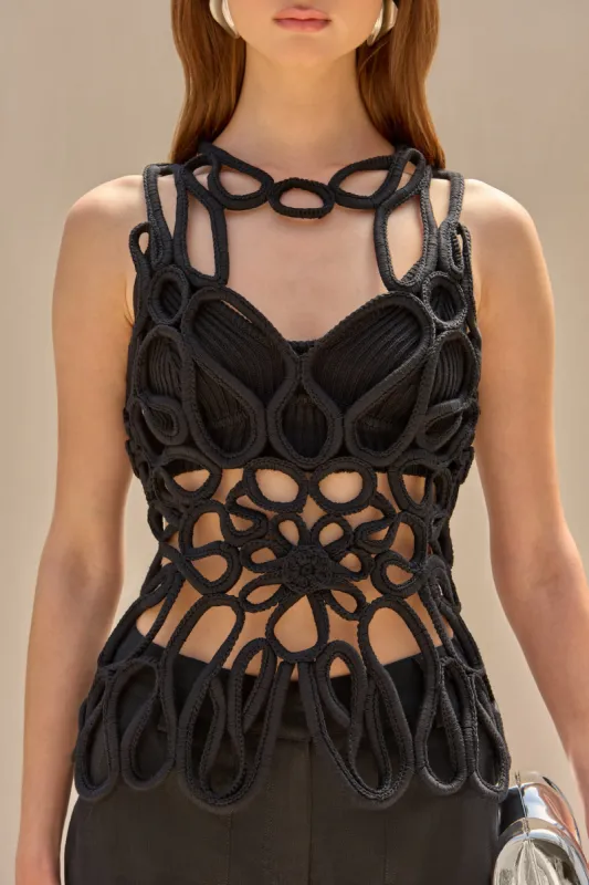 DANICA CROCHET TOP - BLACK sold by Cult Gaia