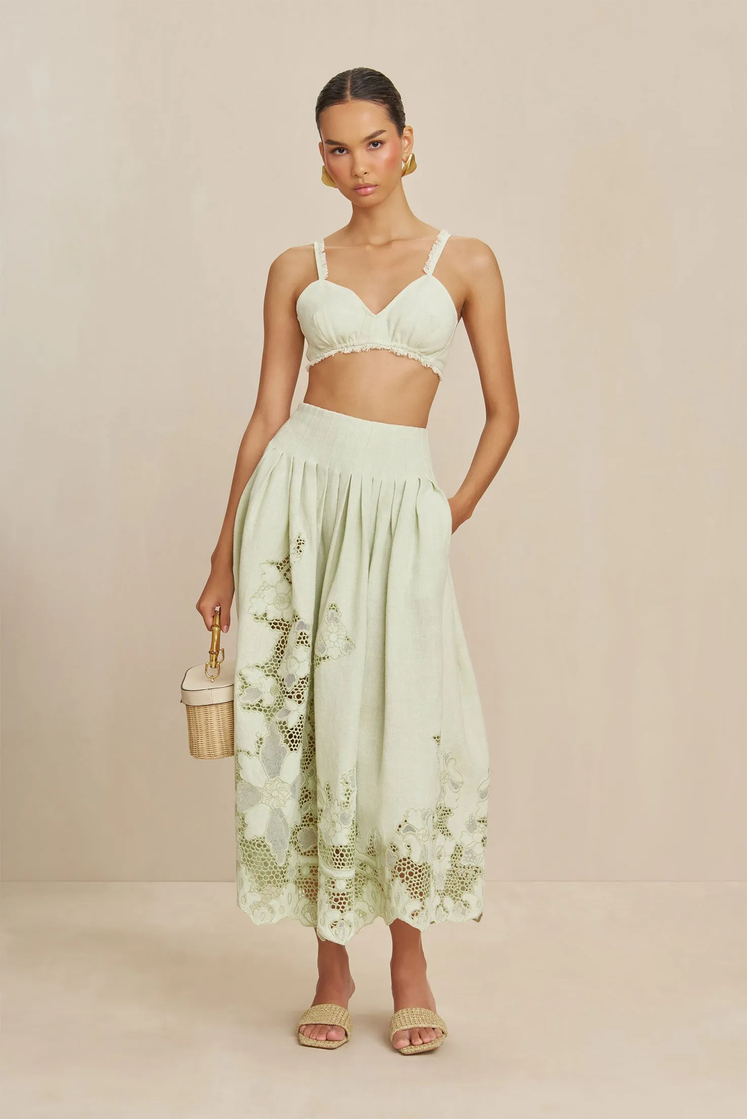 DARINA SKIRT - LIGHT HONEYDEW sold by Cult Gaia