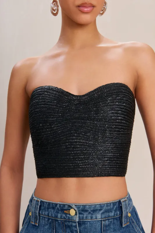 JACIRA TOP - BLACK RAFFIA sold by Cult Gaia