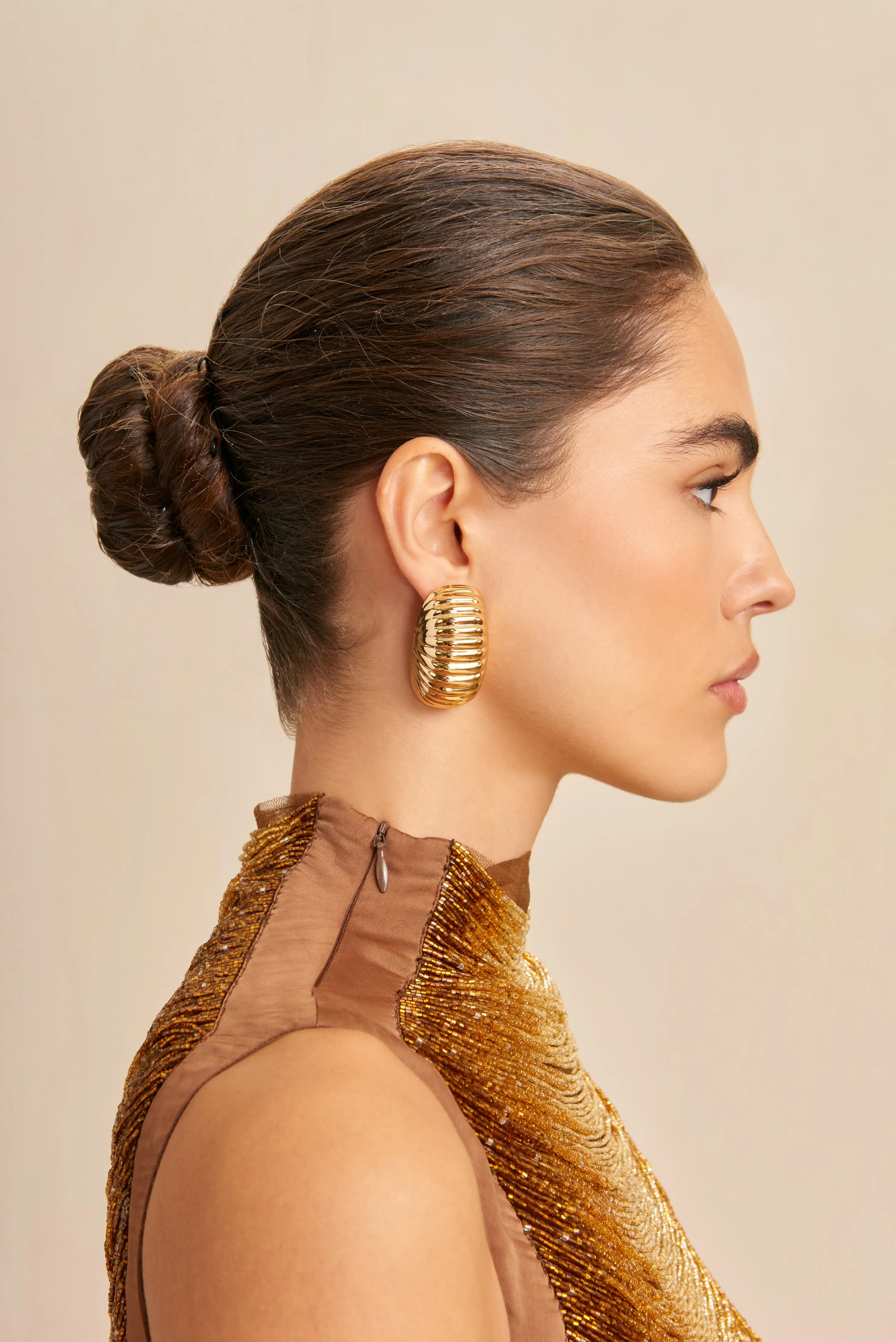 FIONA EARRING - SHINY BRASS sold by cult gaia product image thumbnail 3