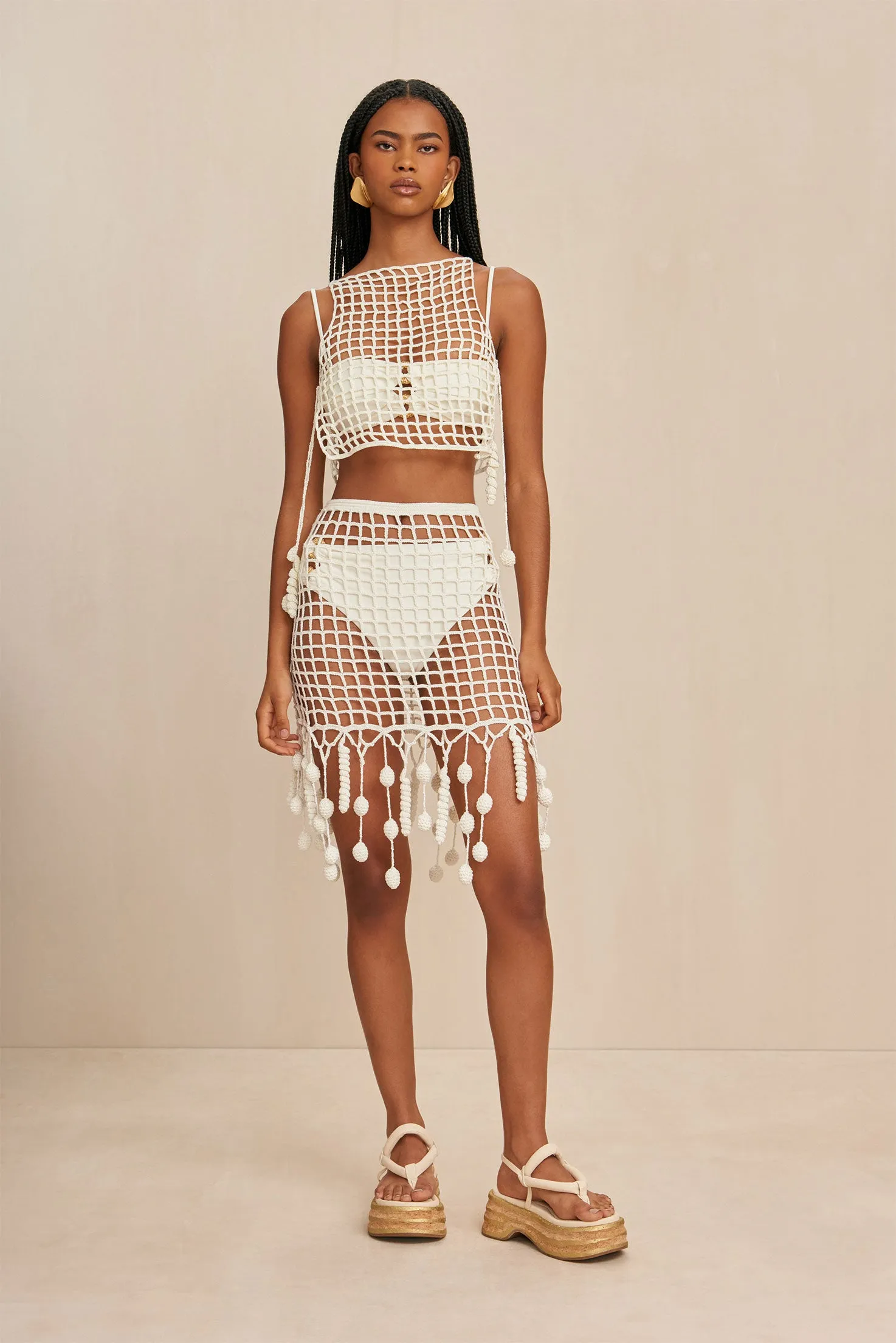 MOKI CROCHET COVERUP - OFF WHITE sold by Cult Gaia