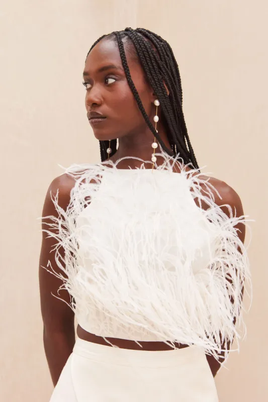 JOEY FEATHER TOP - OFF WHITE made by Cult Gaia