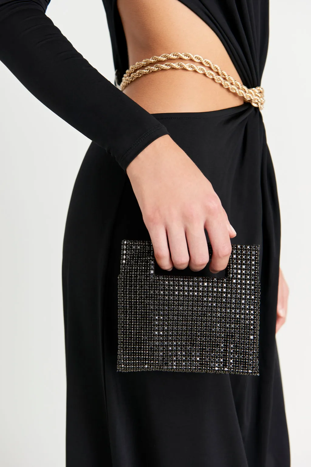 LUCINDA NANO RHINESTONE CLUTCH - BLACK sold by cult gaia product image thumbnail 3