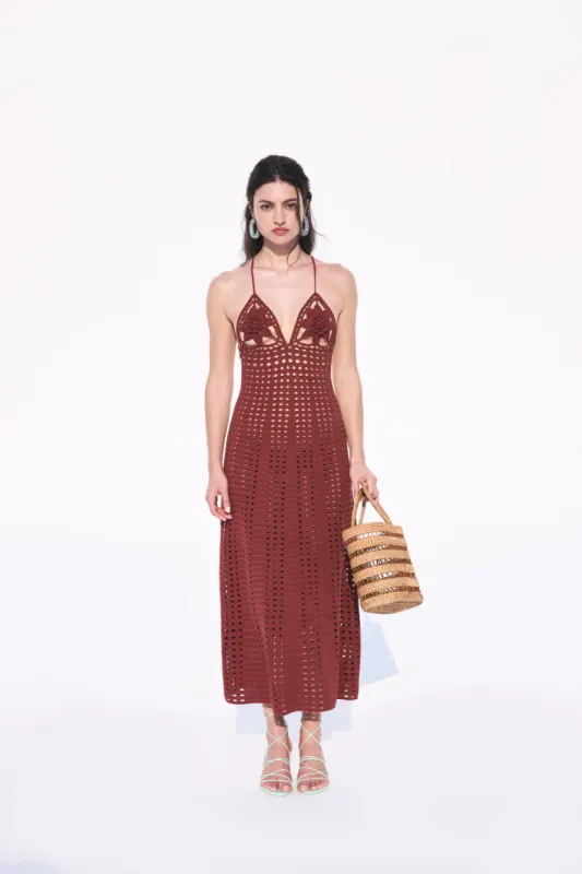 MERCEDES CROCHET DRESS - CACAO sold by Cult Gaia