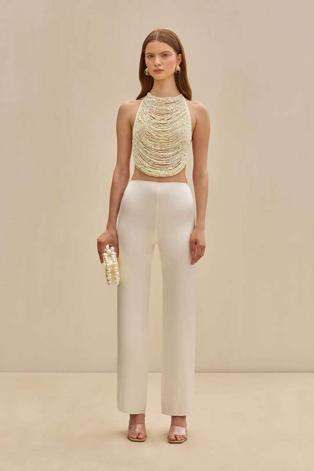 KORA PANT - OFF WHITE SILK sold by Cult Gaia