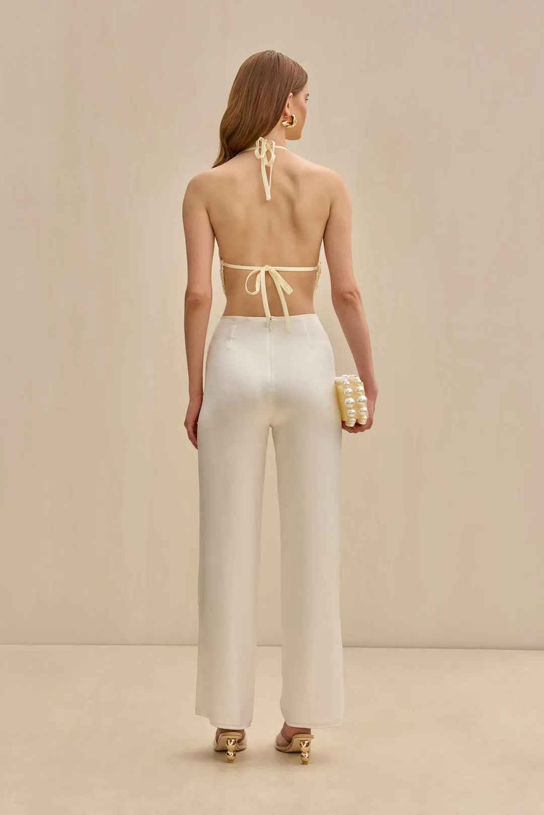 KORA PANT - OFF WHITE SILK sold by Cult Gaia product image thumbnail 4