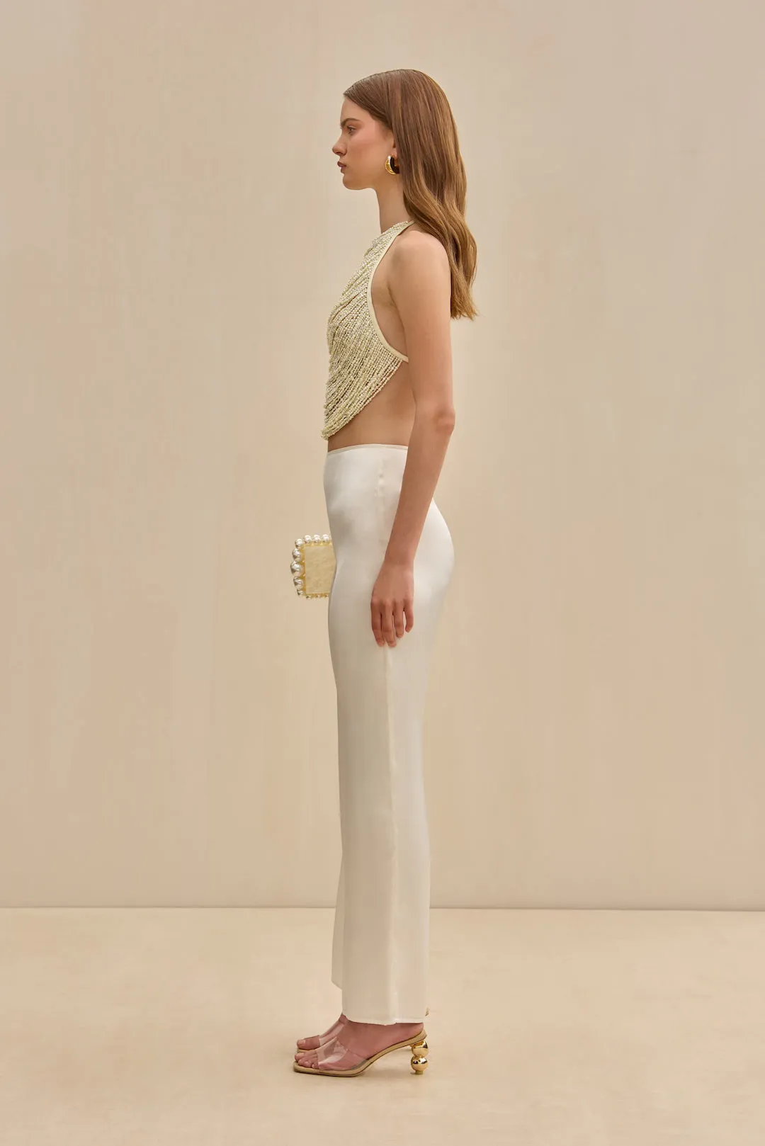 KORA PANT - OFF WHITE SILK sold by Cult Gaia product image thumbnail 3
