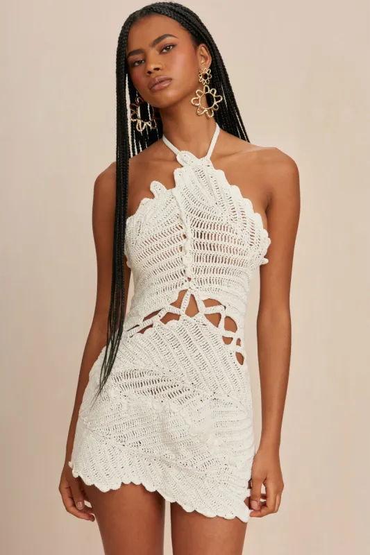 UNDINA CROCHET DRESS - OFF WHITE sold by Cult Gaia