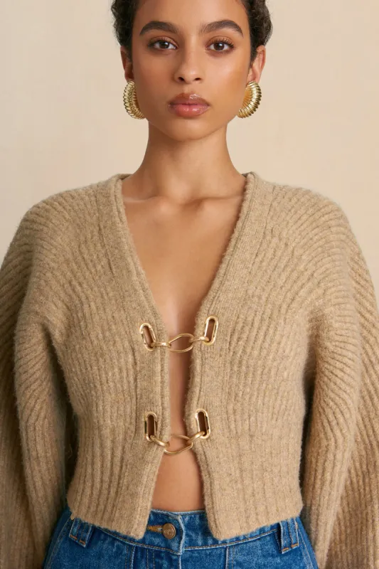 CASELLA KNIT CARDIGAN - CHAMPAGNE sold by Cult Gaia