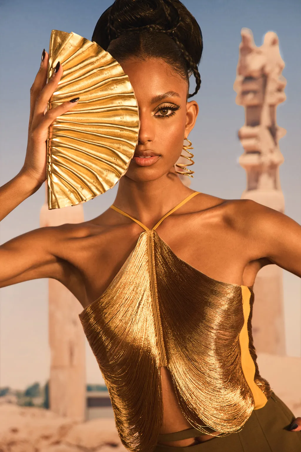 QUELLA TOP - GOLD sold by cult gaia