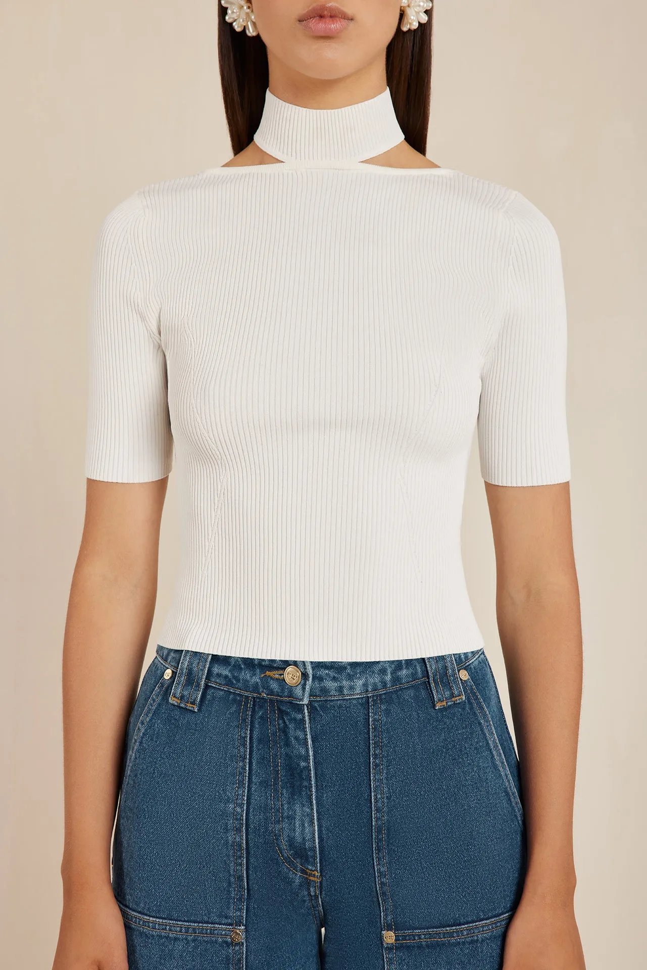BRIANNA KNIT TOP - OFF WHITE sold by cult gaia