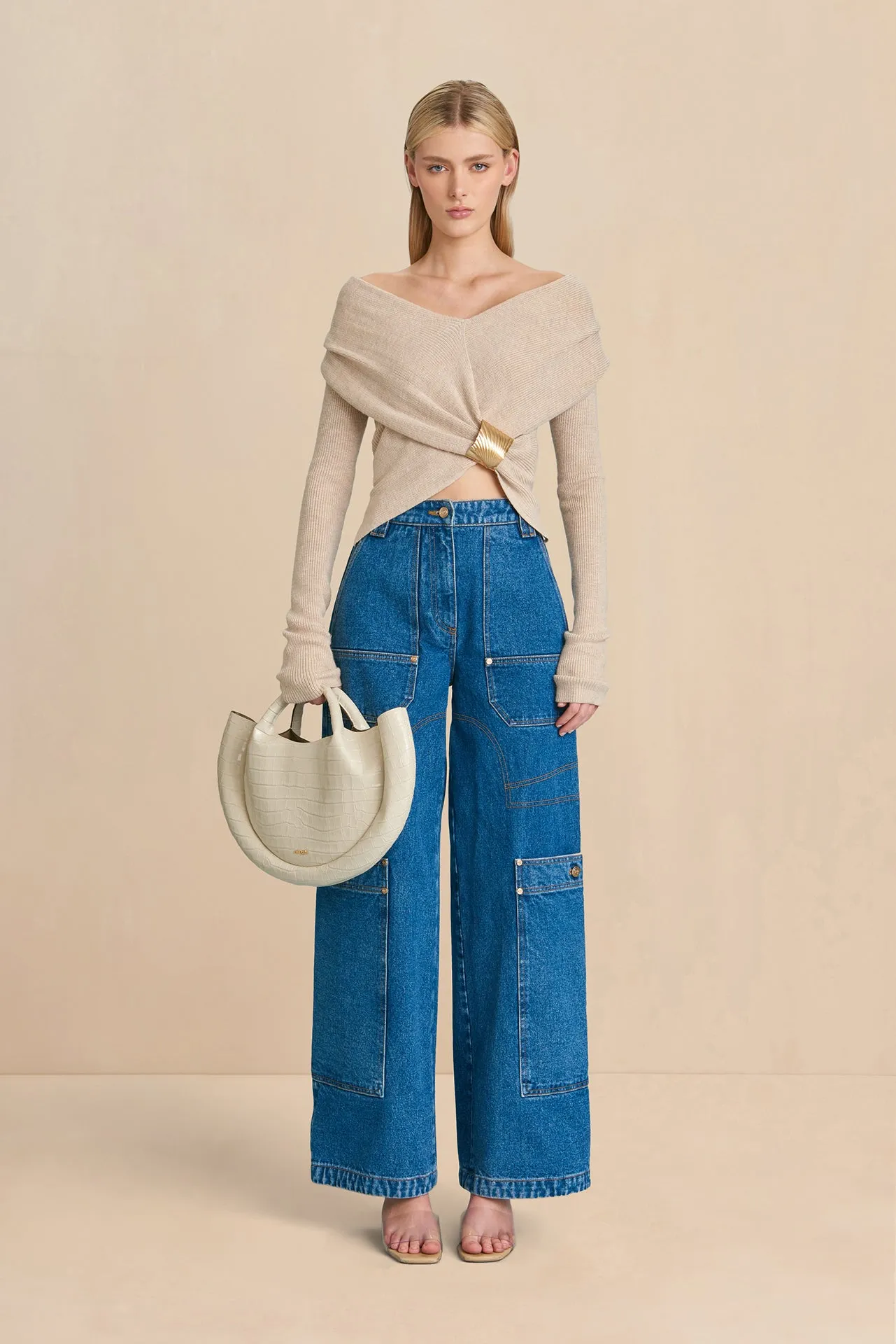 NICIA KNIT TOP - CHAMPAGNE MELANGE sold by cult gaia