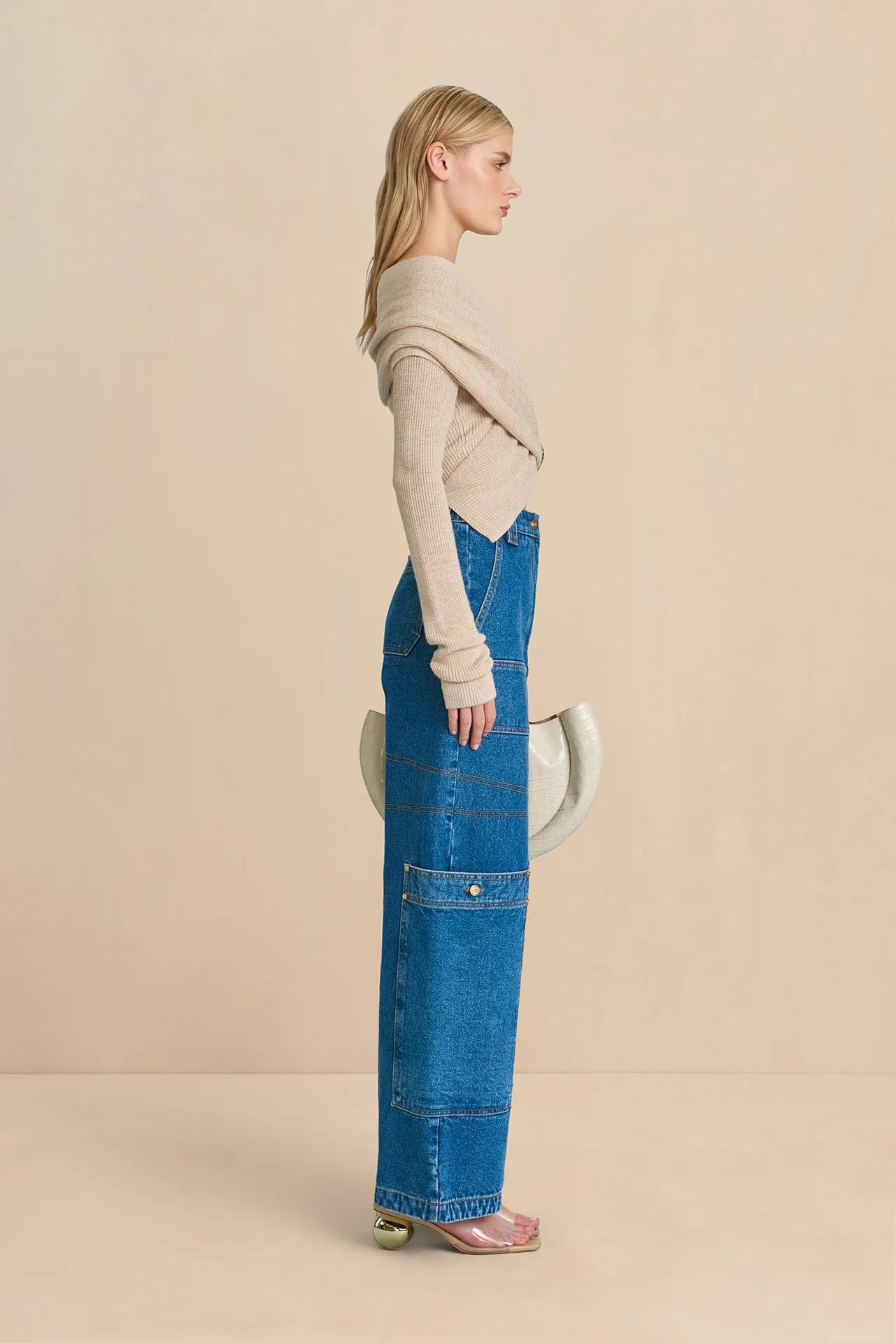 NICIA KNIT TOP - CHAMPAGNE MELANGE sold by cult gaia product image thumbnail 3