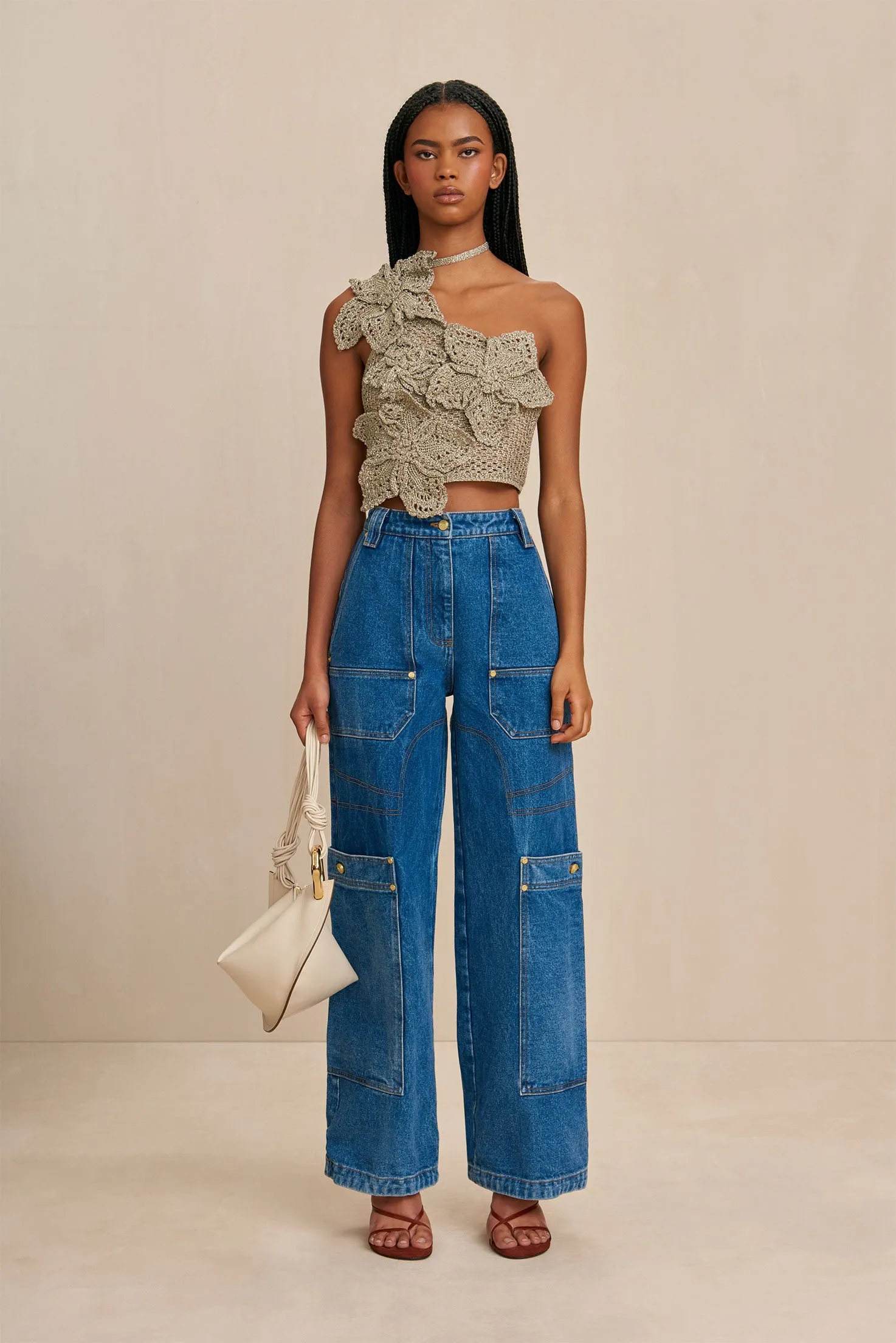 NAZANIN CROCHET TOP - TEA SHIMMER sold by Cult Gaia product image thumbnail 2