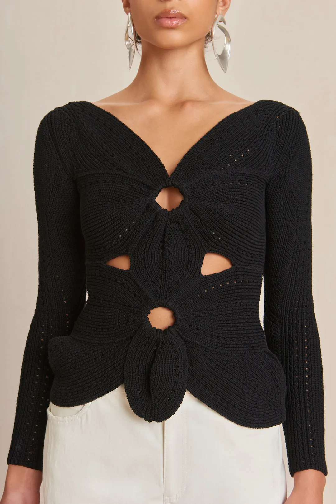 LULE CROCHET TOP - BLACK sold by Cult Gaia