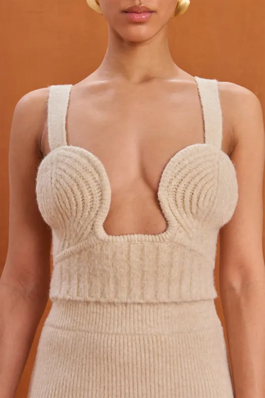 KENSINGTON KNIT TOP - OFF WHITE MELANGE sold by cult gaia