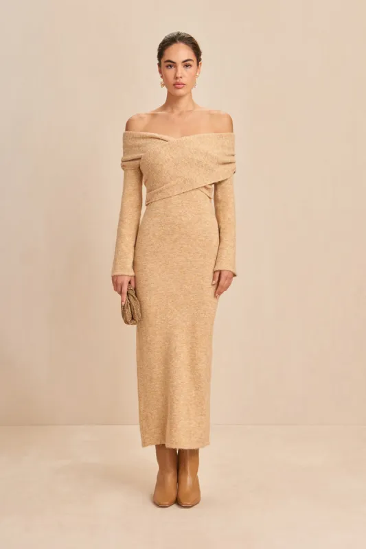 ZENNIE KNIT DRESS - TAWN MELANGE sold by cult gaia