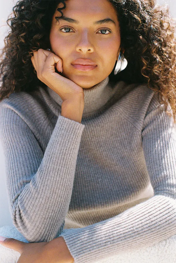 BELLE KNIT TURTLENECK - FOG sold by Cult Gaia