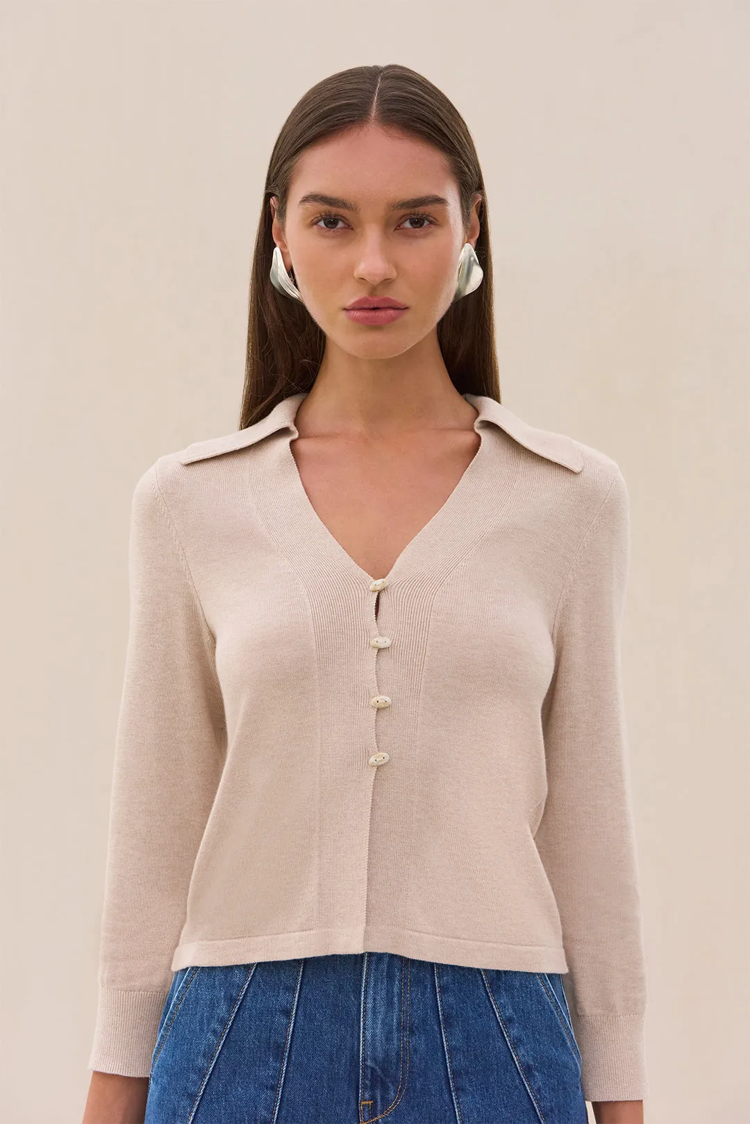 MACE KNIT CARDIGAN - BEACH sold by Cult Gaia