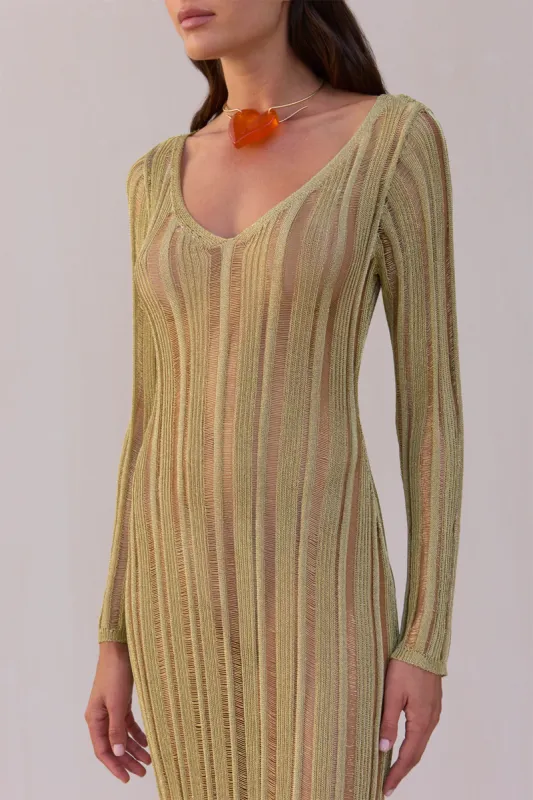 ESPEN KNIT DRESS - GOLD sold by Cult Gaia