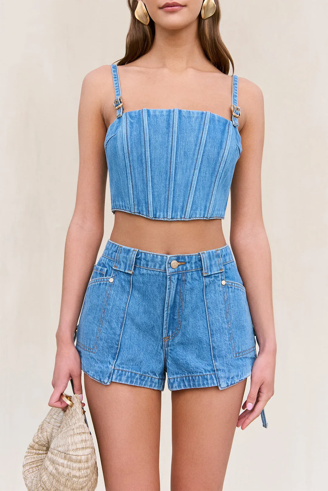 LAUREN TOP - MEDIUM STONE WASH sold by Cult Gaia product image thumbnail 3