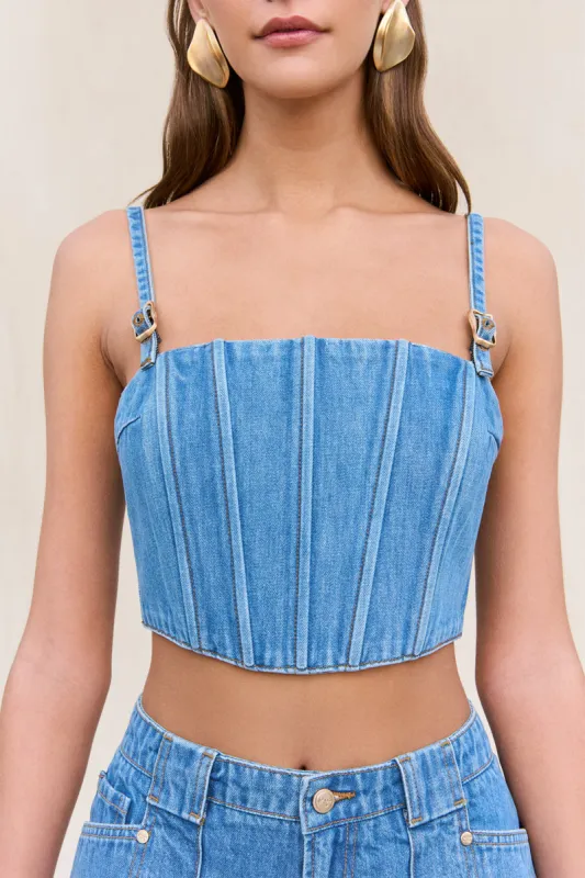 LAUREN TOP - MEDIUM STONE WASH sold by Cult Gaia