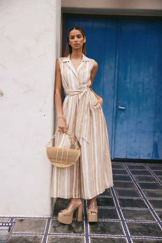 SYBIL JUMPSUIT - NATURAL MULTI STRIPE made by Cult Gaia