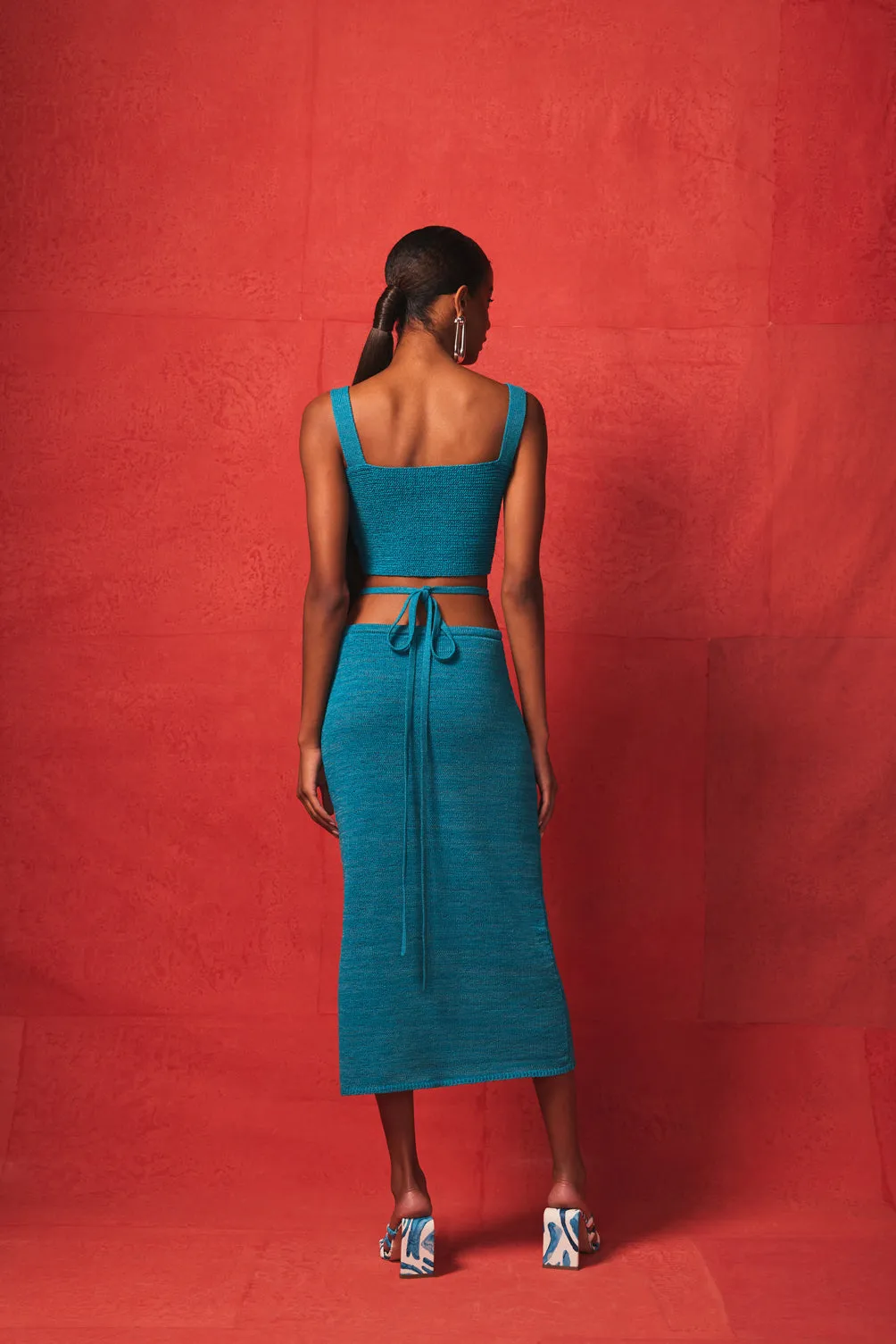 HEDDA KNIT SKIRT - CYAN sold by cult gaia product image thumbnail 3