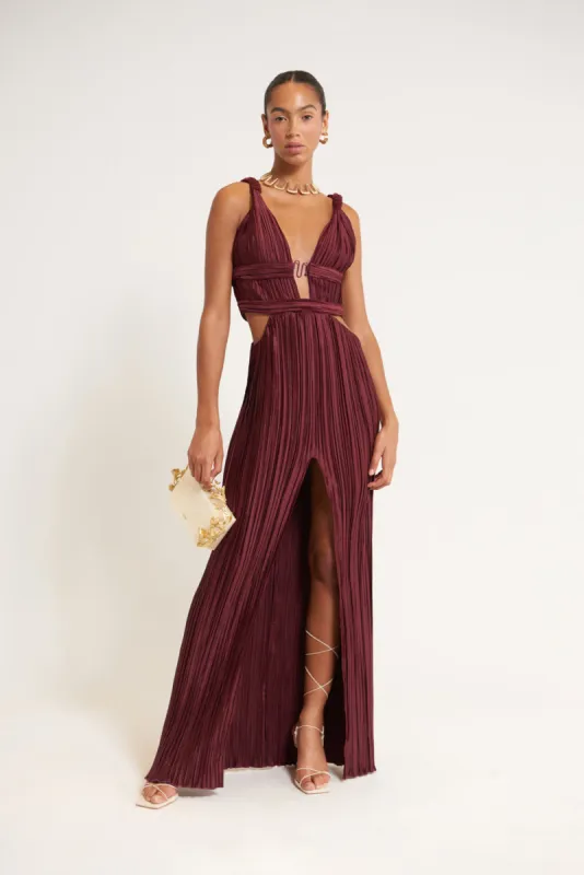 DAVIDA GOWN - MAROON PEAK made by Cult Gaia