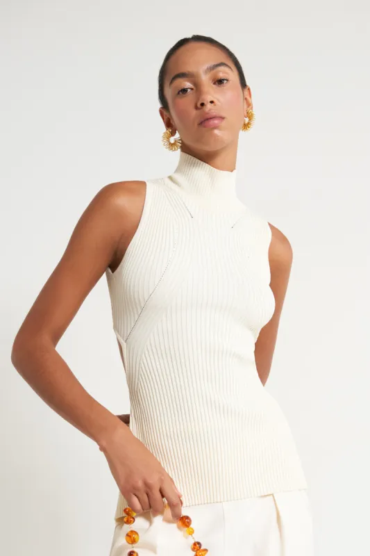 FRANCESCA KNIT TOP - OFF WHITE sold by cult gaia