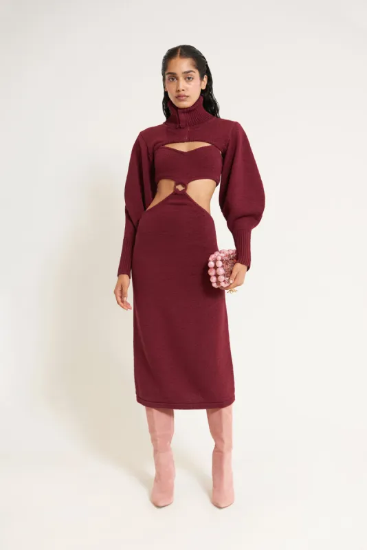 SKYLAR KNIT DRESS - MAROON PEAK made by cult gaia