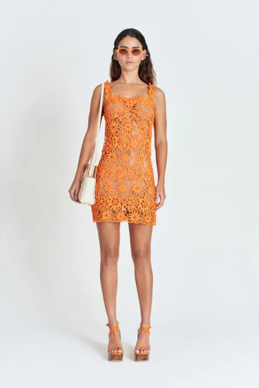 ENRA CROCHET DRESS - PAPAYA POPPY sold by cult gaia