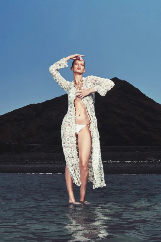 OLLIE CROCHET COVERUP - OFF WHITE ECRU sold by cult gaia