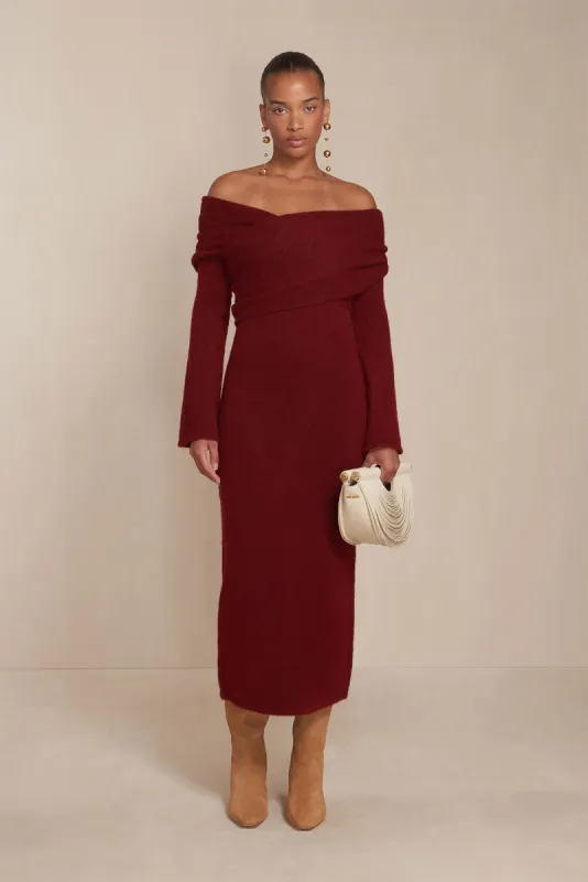 ZENNIE KNIT DRESS - BURGUNDY MELANGE sold by cult gaia